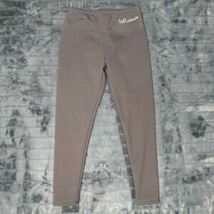 Soft Clouds Fleece Lined Leggings Taupe Brown High Waisted Winter Athletic Large
